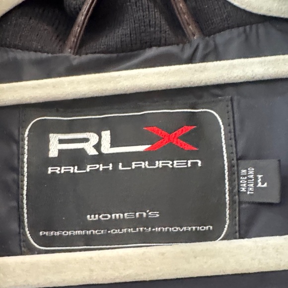 Ralph Lauren RLX Black And Brown Cow Hide Leather Down Vest Women’s Size L - Picture 2 of 10